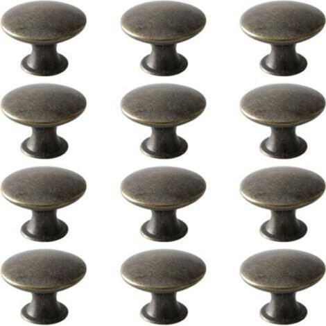 Türknöpfe, Schubladenknöpfe, Möbelknöpfe, runde Schrankknöpfe, antike Messingknöpfe, Griffe im Vintage-Chic-Stil, Schrankknöpfe für Küche und Schlafzimmer (12, Bronze)