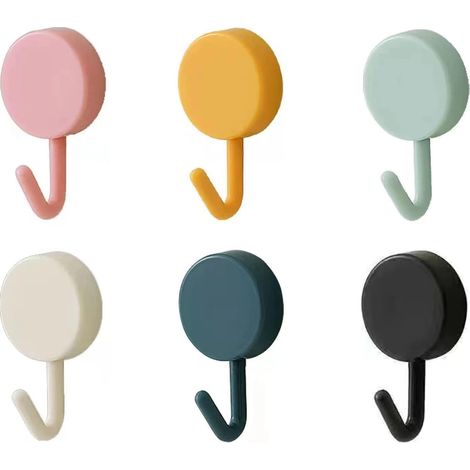 Paquete de 6 ganchos adhesivos prácticos y bonitos para decoración de pared. Ganchos para llaves, sombreros y toallas. Adecuado para el hogar, la cocina, el baño y la oficina. (1/4)