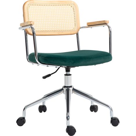 Chaise bureau bohème accoudoirs bois pivot réglable 120 kg acier vert (1/5)