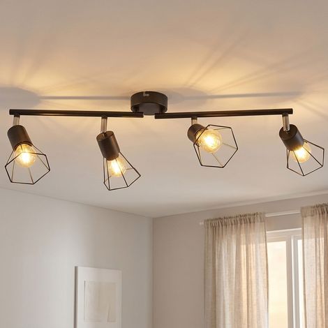 Deckenlampe Deckenleuchte Wohnzimmerlampe 4-flammig Schwarz Metall L 70 cm (1/5)