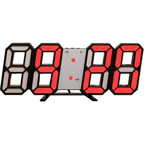 Horloge Numérique LED 3D - Affichage 23,5 x 9,1 cm - Fonction Alarme et Sieste - Réglage 12H/24H - Luminosité Réglable - Montage Mur ou Table - Alimentation USB + Batterie Intégrée (1/5)