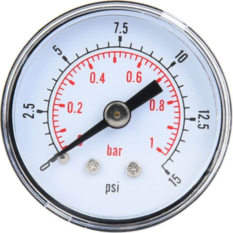 Niveau de Mesure de la Pression Mécanique pour L'huile D'air, Couverture à Double échelle, Mesure Exacte de L', 1/8 Ccc (0-15psi, 0-1bar) (1/5)