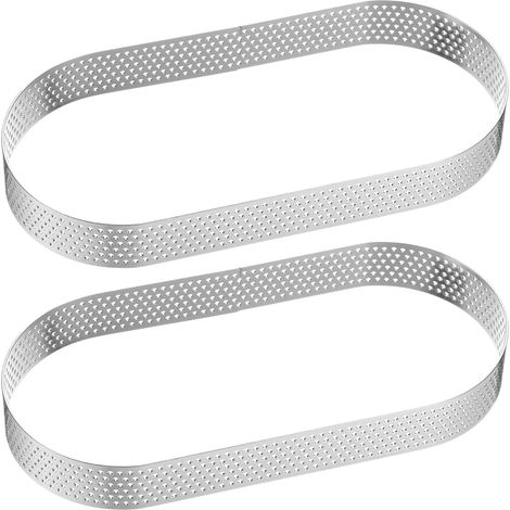 2pcs Cake Circles Perforated 6.30 Inch Oval Tart Circle Stainless Steel Non-Stick Polished Foam Circle Thickening Tools for Pastry Cakes (1/5)
