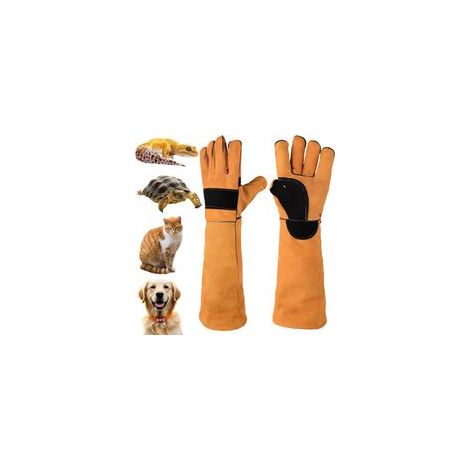 Bissfeste Handschuhe aus Rindsleder, 45 cm, gelb, reißfest, wiederverwendbar, multifunktional (1/5)