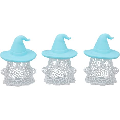 Lot de 3 mangeoires flottantes pour poissons en forme de fantôme ou de sorcière, imprimées en 3D en PLA, avec hamac et abri, pour la décoration d'aquarium (chapeau bleu). (1/5)