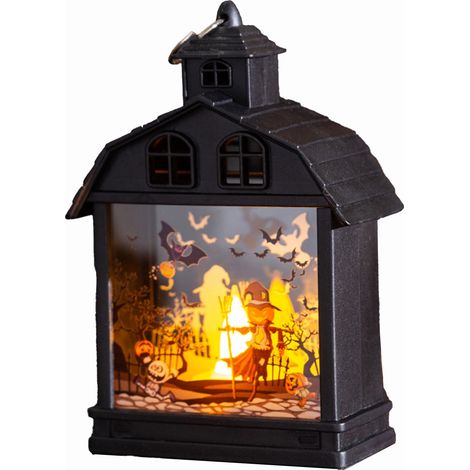 Halloween Decoration Retro Haunted House Night Light Pumpkin Lamp Skull Ornament Creative Horror Atmosphere Party Props-KZQ (1/2)