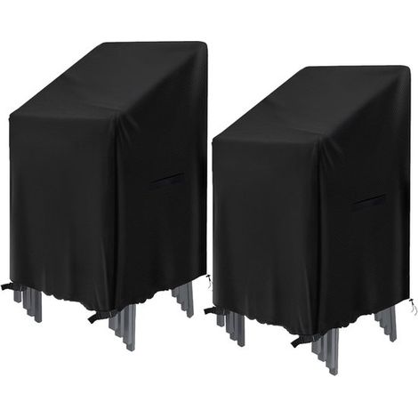 Housse de protection pour chaise de jardin pliante, lot de 2 pièces, imperméable en tissu Oxford, 75 x 75 x 120 cm, pour chaise de jardin et balcon, noir (1/5)