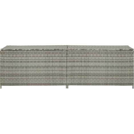INLIFE Boîte de rangement de jardin Résine tressée 200x50x60 cm Gris (1/5)