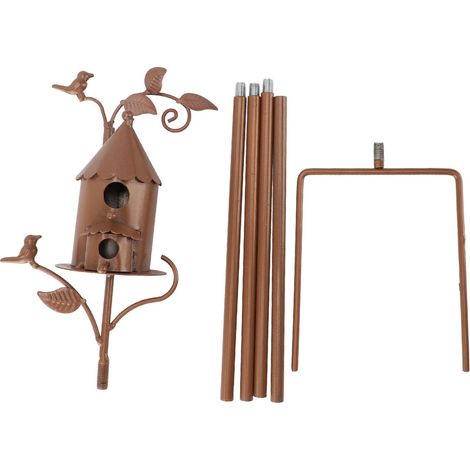 Nichoir à oiseaux en métal, maison à oiseaux unique et exquise avec piquet pour la décoration de jardin extérieur (1/5)