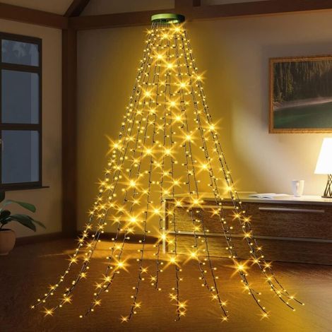 Guirlande lumineuse sapin de Noël 2m – 16 branches avec 400 LED blanc chaud – 8 modes d'éclairage – Imperméable IP65 pour intérieur et extérieur (1/5)