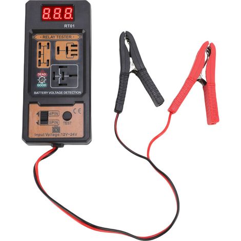 Testeur de relais, outil de diagnostic automobile de tension de batterie 12V Analyseur de voiture 12V 24V pour 4 relais à 4 broches, testeur électrique numérique