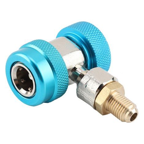 Schnellkupplungen für R134a/C-Klimaanlagen, Hoch- und Niederdruckkupplung, Ventilausziehadapter, blau, zum Befüllen von Klimaanlagen (1/5)