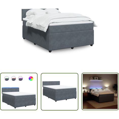vidaXL Boxspringbett mit Matratze Dunkelgrau 160x200 cm Samt (1/5)
