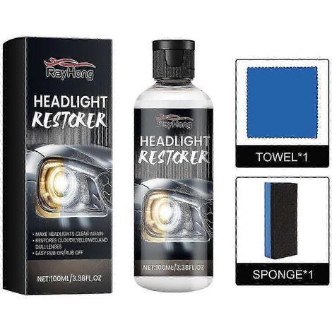 Rénovateur de phares, 1 flacon de 100 ml, pour réparer les rayures et raviver l'éclat des phares de voiture. (1/4)