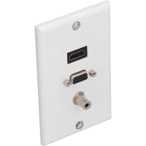 Wandsteckdose F + HDMI + VGA 3,5 mm, lötfreies Audio-Video-Anschlussfeld, Unterputz-Computersteckdose, direkte Wandmontage. (1/5)