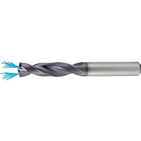 Foret à trous d'huile DIN 6537 type UNI D. nominal 3,3 mm D. de la tige 6 mm VHM TiAlN DIN 6535 HA 4xD L. de la spirale 22 mm PROMAT (1/4)