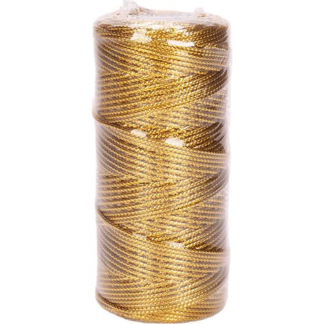 1,5 mm goldene Weihnachtsschnur zum Verpacken von Geschenken, Basteln und für Traumfänger – Schnurrolle mit hohlen Anhängern (1/5)