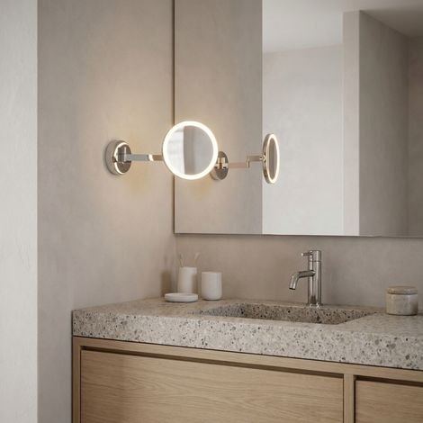 LedsC4 Vanity - Luminaria de Baño LED 10.5W y 256lm con Luz Cálida 3000K. Diámetro 20cm. Estructura de Aluminio. Uso Interior IP44. Color Cromo