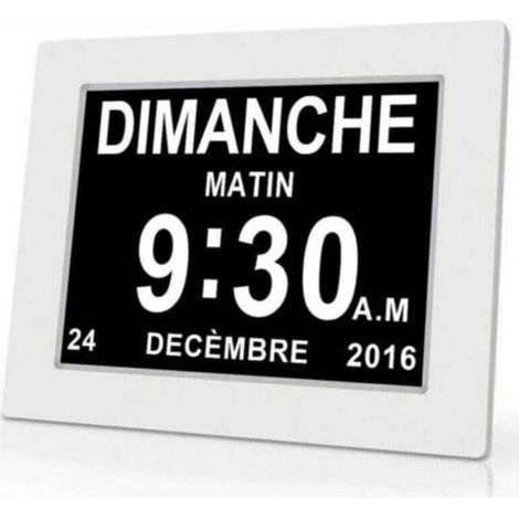 Horloge calendrier numérique One Piece 7 pouces avec date et heure, horloge Alzheimer pour parents, rappel de médicaments pour grands-parents et enfants - Blanc - 20414324mm..