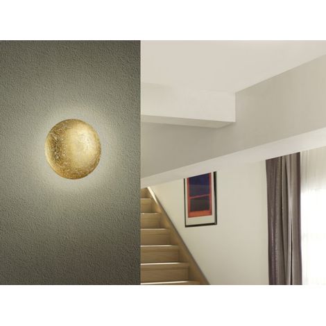 LED Wandleuchte CHIROS aus Metall, indirekte Beleuchtung in Blattgold, Ø 22cm (1/5)
