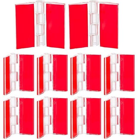 CSPARKV Lot de 12 charnières en plastique acrylique transparent auto-adhésives pour armoire, couvercle d'aquarium, meubles, présentoirs (35 x 30 mm) (1/4)