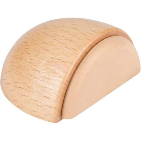 Arrêt de sol adhésif semi-circulaire décoratif en bois avec finition chêne et caoutchouc de couleur beige - Protège des chocs des murs et des meubles - Ø 45 x 25 mm (1/4)