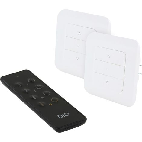 Dio Connected Home – Set de 2 interrupteurs volets roulants avec télécommande – 600W – Contrôle montée/descente – Fréquence 433.92 MHz – Programmation horaire (1/5)