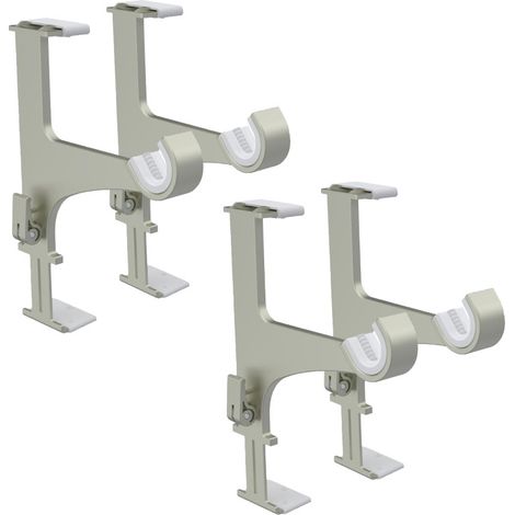 4 Supports Sans Perçage, Gris, pour Tringle à Rideaux, ø20-28mm, pour Coffre de Volet Roulant (1/5)