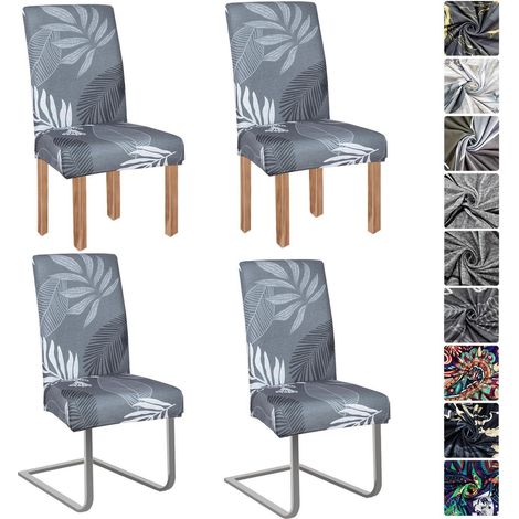 4er Set Stuhlhussen für Esszimmerstühle, elastisch, abnehmbar, waschbar, Blatt A (1/5)