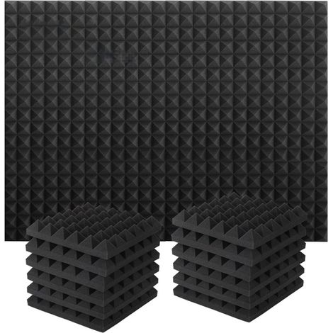 Panels Absorbants Acoustiques - Polyuréthane Haute Densité - 30 x 30 x 5 cm - Résistant Au Feu - Pour Studio D'enregistrement Bureau Danse Podcast - 12 Pièces (1/5)