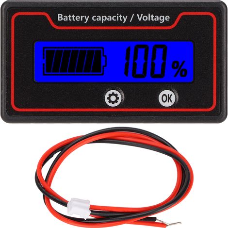 Indicateur de batterie LCD avec affichage de la tension, alarme de capacité, 12-84 V, lumière bleue, pour véhicules électriques-AquaForge