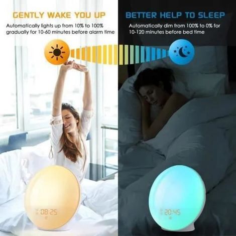 Lampe à poser Radio Réveil Matin LED avec 20 Alarmes Programmables - (1/4)