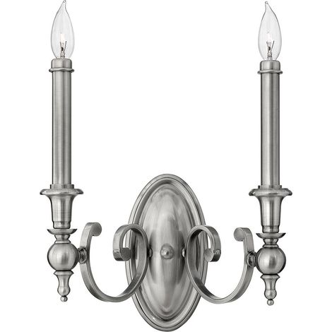 Elstead Yorktown - Lampada da parete per interni a 2 luci con candela, nichel antico, E14 (1/5)
