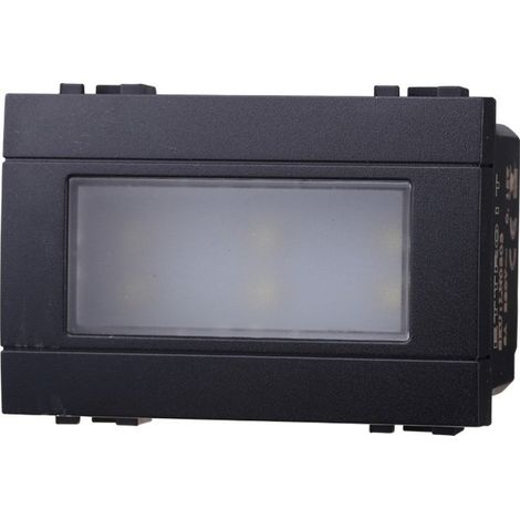 Serie Civile ETTROIT Nero Compatibile Con Bticino Living International (Lampada Led Segnapasso 3M 220V 6000K)