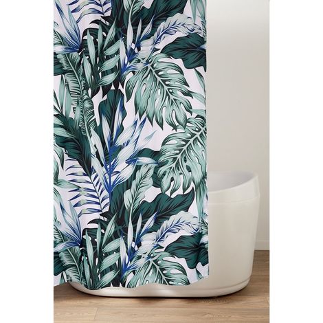 Rideau de douche 180x200cm, polyester, feuilles vertes
