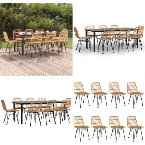 9-tlg. Garten-Essgruppe Poly Rattan - Poly Rattan - Gartenmöbel (1/5)