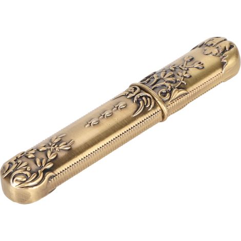 Étui à aiguilles de style rétro avec motif gravé en 3D, tube de rangement tendance pour aiguilles à coudre, porte-aiguilles, outil de couture DIY, couleur bronze. (1/5)