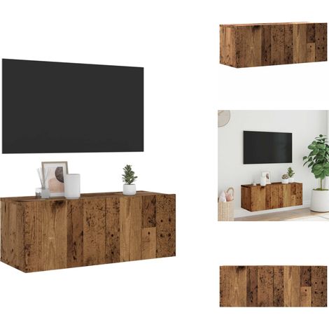 Meuble TV mural vieux bois 80x30x30 cm bois d'ingénierie - Meuble TV - Meubles TV - Support TV - Meuble HiFi (1/5)