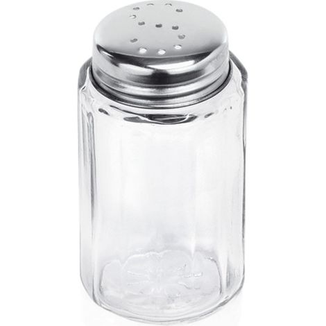 Salière Ø 3,5 cm H 7 cm inox verre bouchon doré - Was Germany