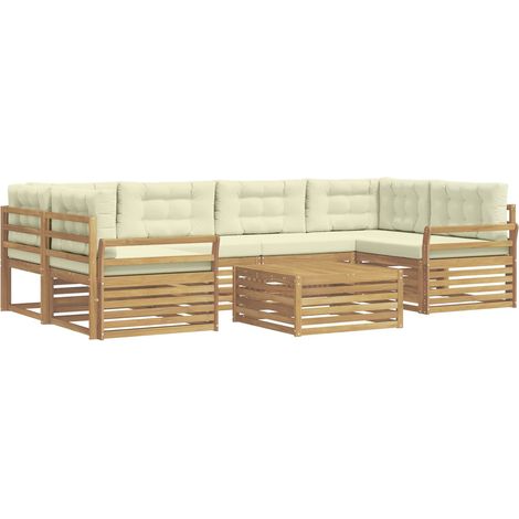 Outdoor Sofa Set 7 pcs White and Cream vidaXL (1/5)