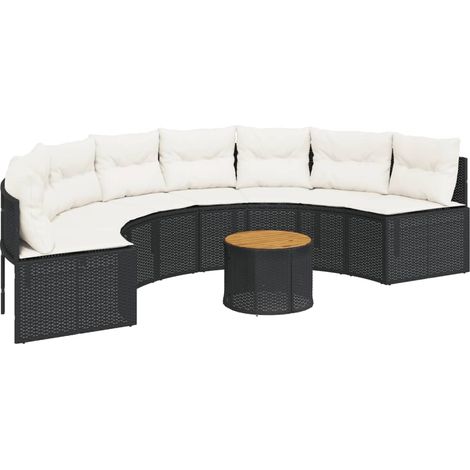 Maison Exclusive - Gartensofa mit Tisch und Kissen Halbrund Schwa