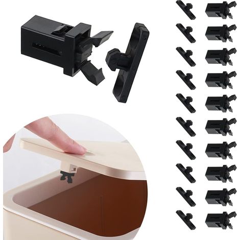 Loquets de Rechange en Plastique, 10 Paires Poubelle en Plastique Verrouillage Auto-Verrouillage Remplacement du commutateur Prise Compatible poubelles Brabantia Touch Top 3 à 50 litres, Noir (1/5)