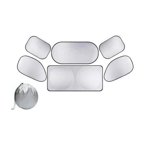 Auto-Windschutzscheiben-Sonnenschutzset, 6-teilig, silberbeschichtetes Doppelschlaufen-Sonnenschutz-Verriegelungsset für Fahrzeuge. (1/5)