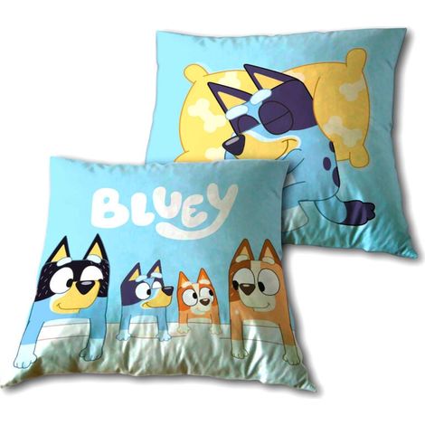 Coussin bleu, tissu doux, 45 x 45 cm, décoration pour chambre d'enfant