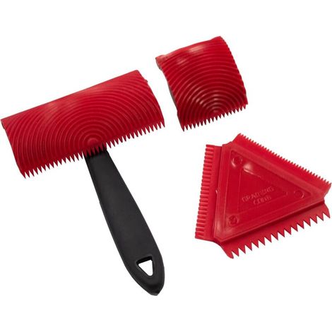Ensemble d'outils imitation bois d'hévéa - Idéal pour décorer murs, sols, meubles et clôtures - 3 pièces, rouge (1/4)