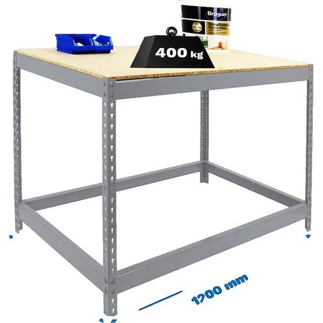 Simonrack Tavolo da lavoro moderno in metallo e legno 900x1200x600 mm