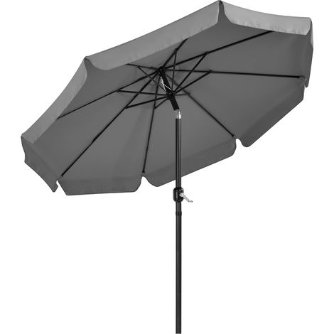 Homevive Sombrilla de Jardín Playa 267,5x240 cm con 8 Costillas Función de Inclinación y Manivela Gris