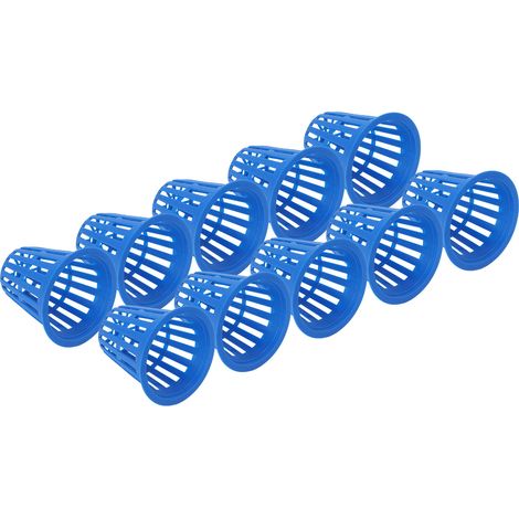 Set mit 10 blauen Kunststoff-Hydroponik-Anzuchtkörben, -Röhren oder -Kasten, -Erdnetzen (1/5)