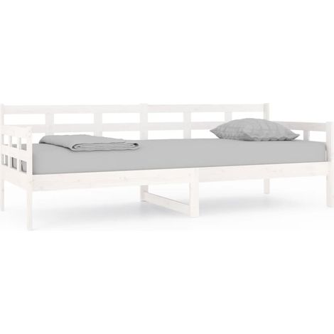 Lit adulte,Lit de jour blanc bois de pin massif 80x200 cm618048 (1/5)