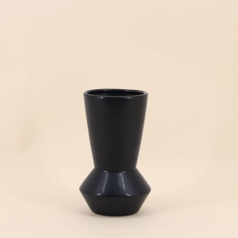 Vase en dolomite géométrique noir, H20cm